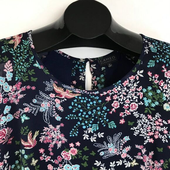 Cameo Appearance Floral Layered Top Women's Plus Size 1X Scoop Neck Keyhole - Picture 2 of 12